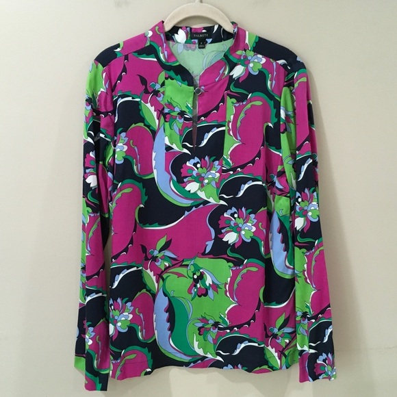 Talbots Tops - Talbots Women 6 Top Blouse Floral Printed Retro 70s Pucci Colorful Summer New